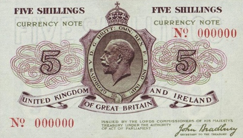 five shilling note
